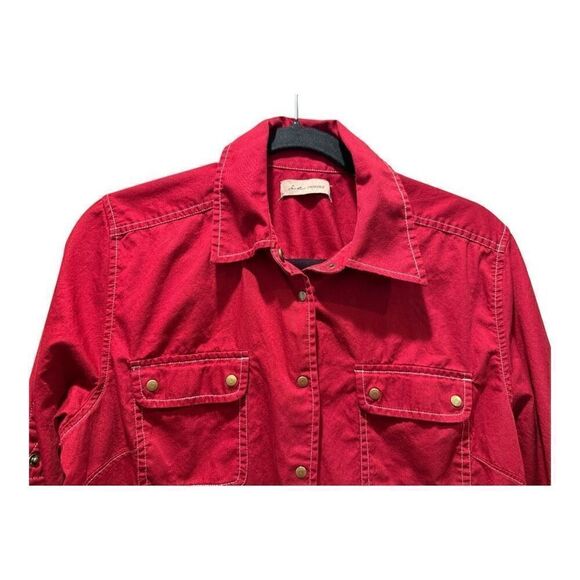 Vintage i.e. Relaxed Rust Red Button Up Top Size L Western Cowgirl - Picture 5 of 13